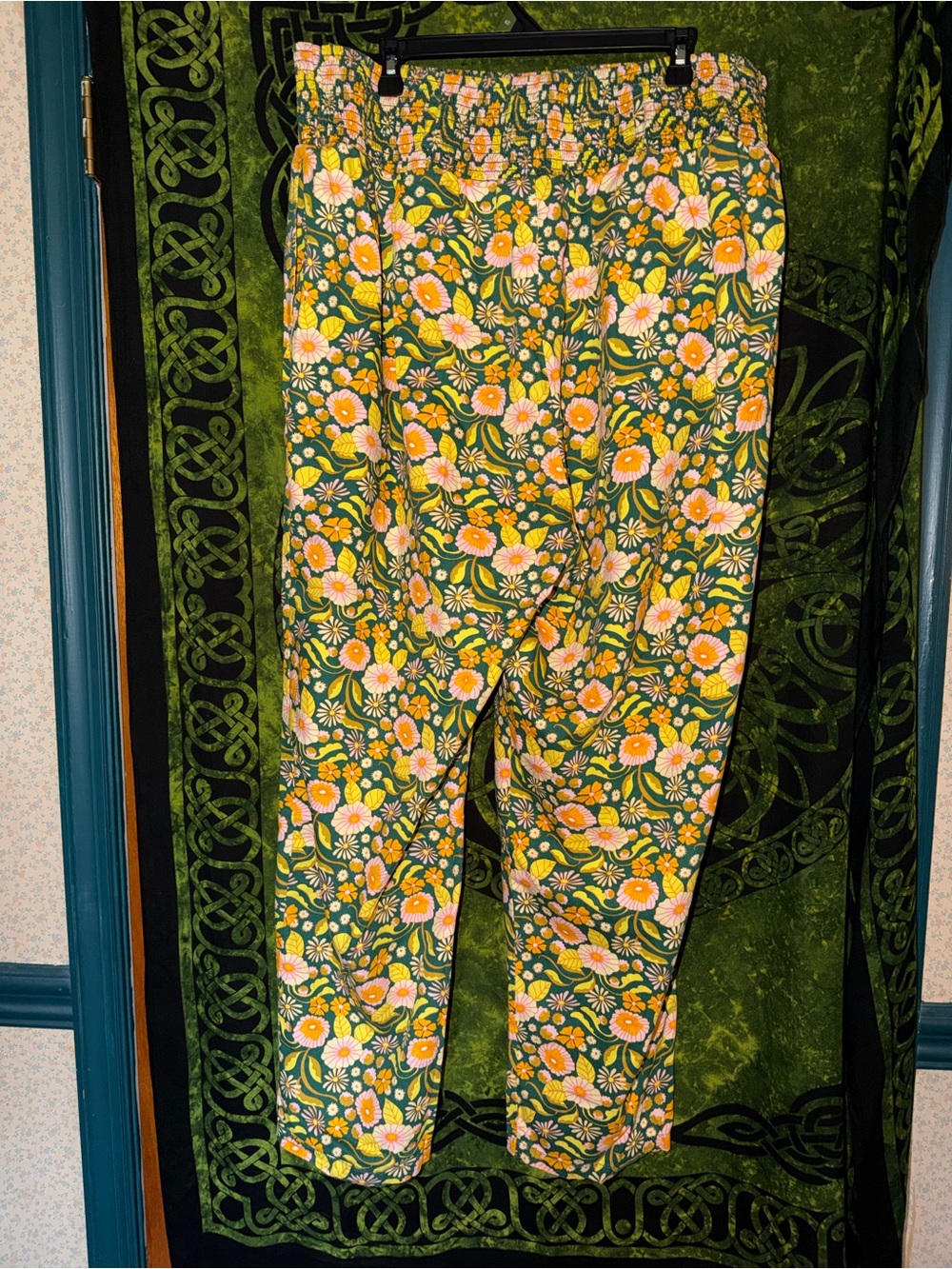 Lucy & Yak Floral Green & Yellow Wide Leg Pants - Picture 2 of 5